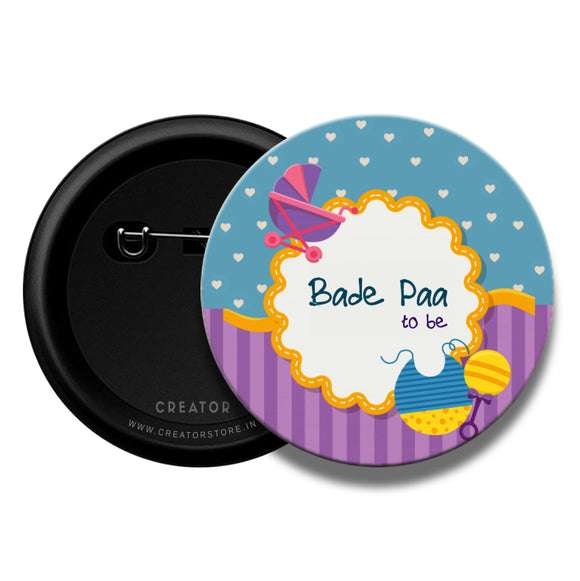 Bade Paa Baby shower Pinback Button Badge