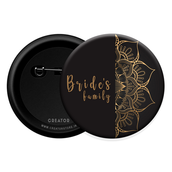 Bride's family wedding Button Badge