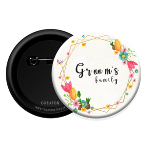 Groom's Family wedding Button Badge