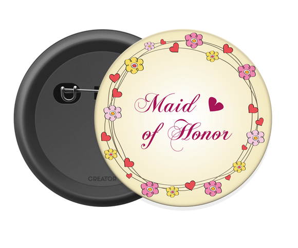 Maid of Honor Button Badge