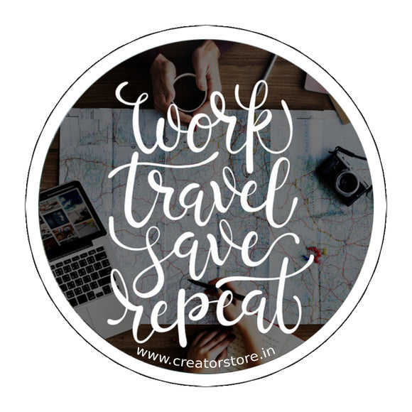 Work Travel save repeat Laptop Sticker