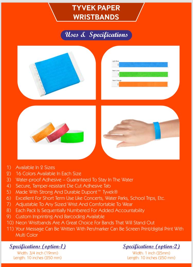 Tyvek/Paper wristband (Starts from pack of 1000)